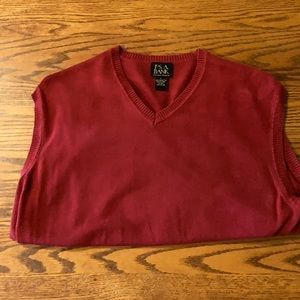 Men’s Red Cotton V-neck sweater vest- size large
